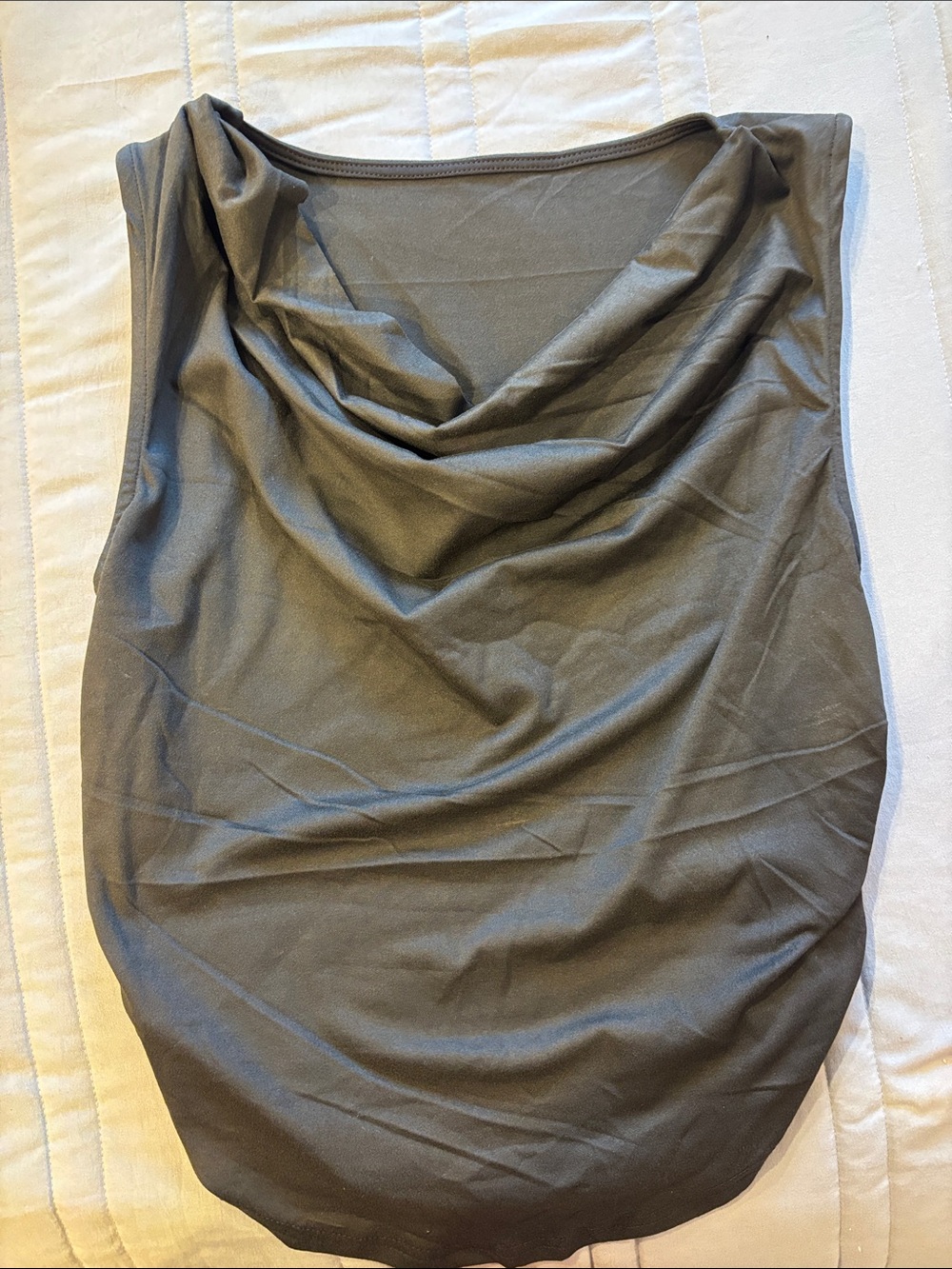 Draped Cowl Neck Sleeveless Top - Black